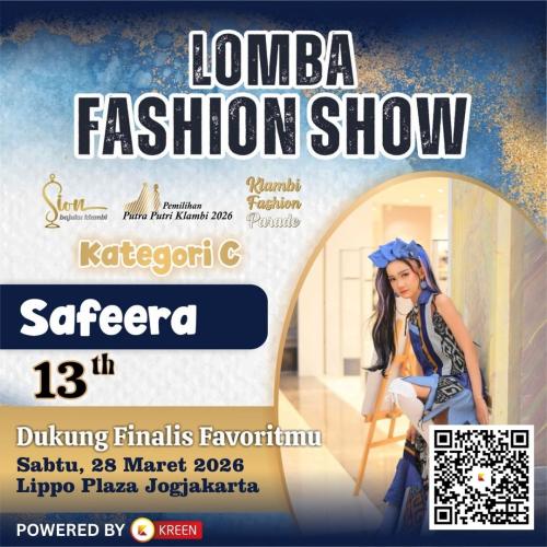 SAFEERA - Lomba Fashion Show Favorit Kategori C Tahun 2026 | KREEN